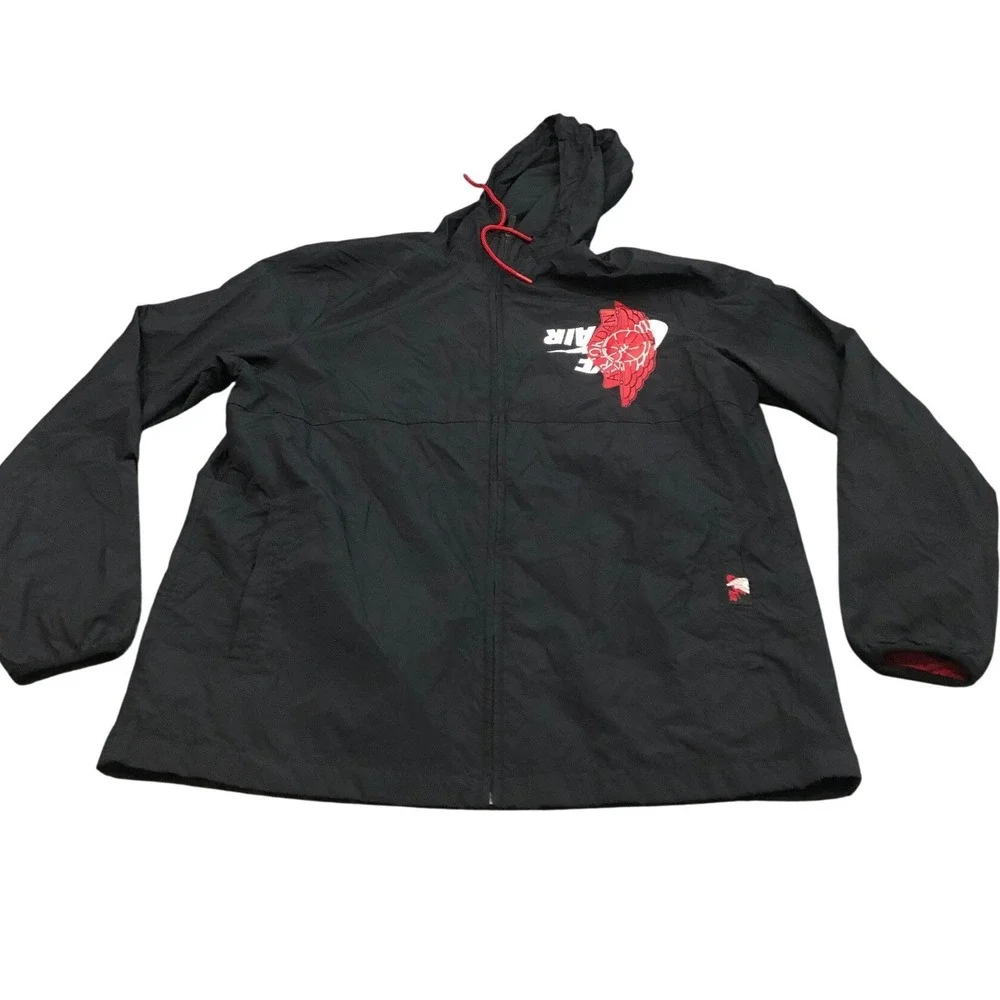Air Jordan Jumpman Casual Sports Alphabet Pattern hooded Zipper Jacket Black Med